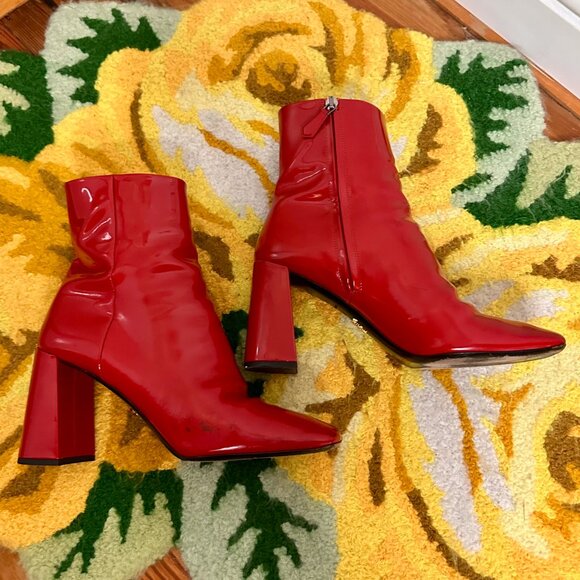Prada Red Patent Leather Ankle Boots - Picture 2 of 7